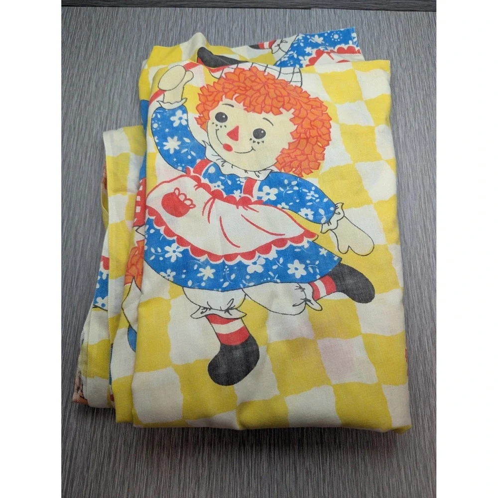 Vintage 70s Raggedy Ann & Andy JCPenney Twin Sheet + Pillowcase Retro